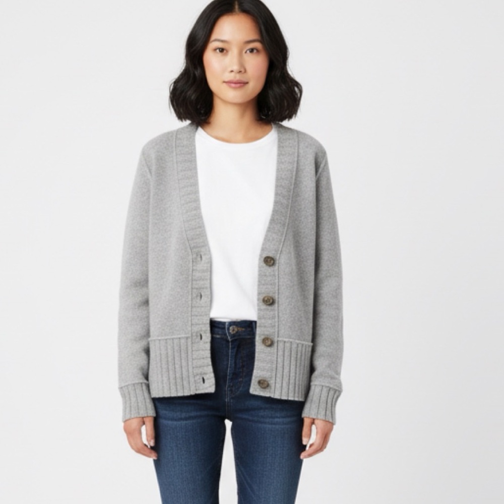 Donna Karan Wool Cashmere Gray Cardigan Sweater